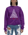 La Pop Art Women's Paw Christmas Tree Art Crewneck Sweatshirt In Purple