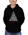 La Pop Art Women's Paw Christmas Tree Art Hooded Sweatshirt In Black
