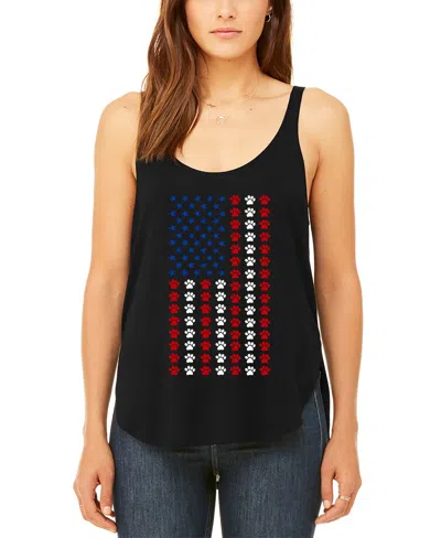 La Pop Art Women's Paws Flag Premium Art Flowy Tank Top In Black