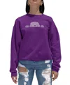 La Pop Art Women's Peeking Dog Word Art Crewneck Sweatshirt In Purple