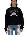 La Pop Art Women's Peeking Santa Word Art Crewneck Sweatshirt In Black