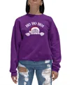 La Pop Art Women's Peeking Santa Word Art Crewneck Sweatshirt In Purple