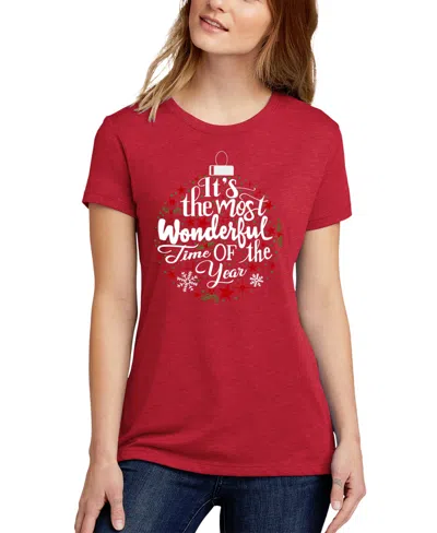 La Pop Art Women's Premium Blend Christmas Ornament Word Art T-shirt In Red