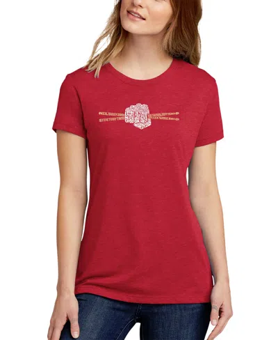 La Pop Art Women's Premium Blend Drum Sticks Word Art T-shirt In Red