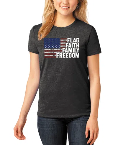La Pop Art Women's Premium Blend Faith Flag Word Art T-shirt In Black