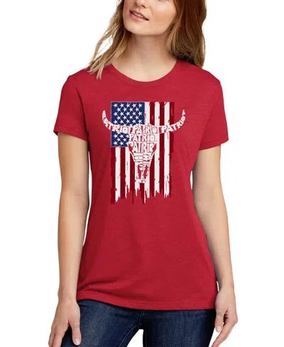La Pop Art Women's Premium Blend Patriot Flag Word Art T-shirt In Multi