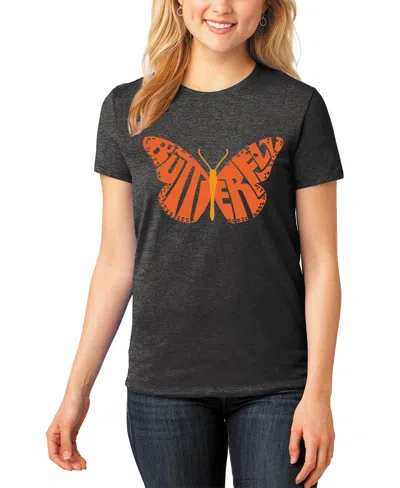 La Pop Art Women's Premium Blend Word Art Butterfly T-shirt In Black