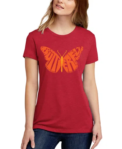 La Pop Art Women's Premium Blend Word Art Butterfly T-shirt In Red