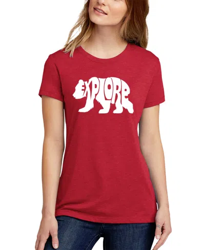 La Pop Art Women's Premium Blend Word Art Explore T-shirt In Red