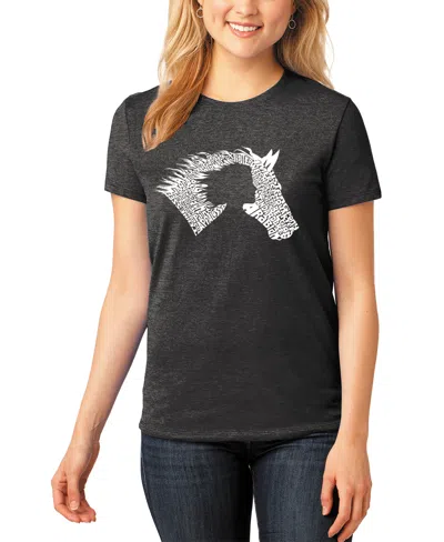 La Pop Art Women's Premium Blend Word Art Girl Horse T-shirt In Black