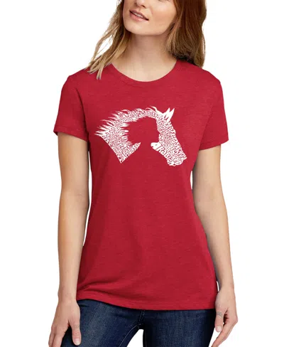 La Pop Art Women's Premium Blend Word Art Girl Horse T-shirt In Red
