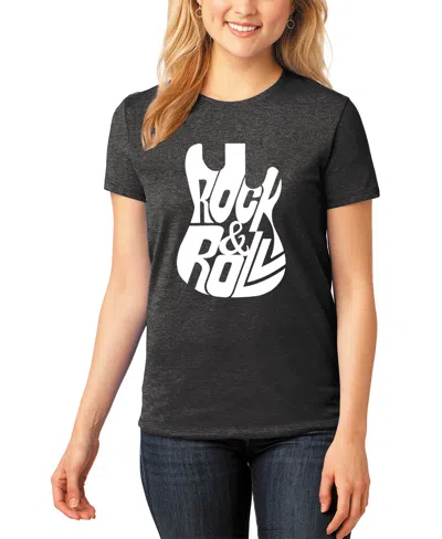 La Pop Art Women's Premium Blend Word Art Rock And Roll Guitar T-shirt In Black