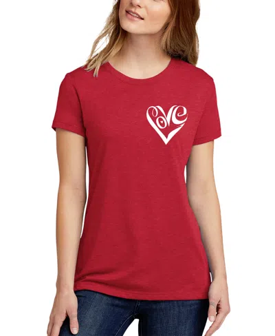 La Pop Art Women's Premium Blend Word Art Script Heart T-shirt In Red