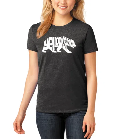 La Pop Art Women's Premium Blend Yellowstone Bear Word Art T-shirt In Black