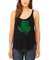La Pop Art Women's Premium St. Patrick's Day Shamrock Word Art Flowy Tank Top In Black
