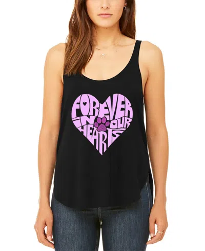 La Pop Art Women's Premium Word Art Forever In Our Hearts Flowy Tank Top In Black