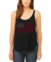 La Pop Art Women's Premium Word Art Proud To Be An American Flowy Tank Top In Black
