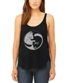 La Pop Art Women's Premium Yin Yang Cat Word Art Flowy Tank Top In Black