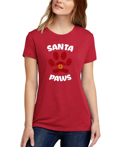 La Pop Art Women's Santa Paws Short Sleeve T-shirt In Red