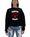La Pop Art Women's Santa Paws Word Art Crewneck Sweatshirt In Black