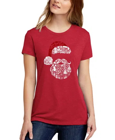 La Pop Art Women's Santa Pics Crew Neck T-shirt In Red