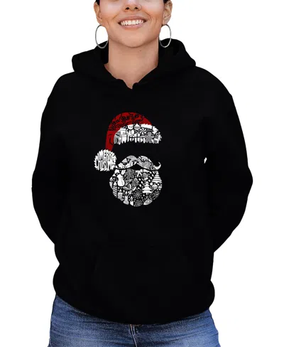 La Pop Art Women's Santa Pics Word Art Long Sleeve Sweatshirt In Black
