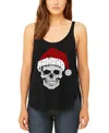 La Pop Art Women's Santa Skull Premium Word Art Flowy Tank Top In Black