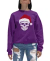 LA POP ART WOMEN'S SANTA SKULL WORD ART CREWNECK SWEATSHIRT