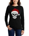 La Pop Art Women's Music Notes Skull Word Art Long Sleeve T-shirt In Black