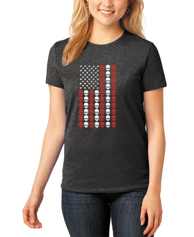 La Pop Art Women's Skull Flag Crew Neck T-shirt In Black