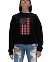 La Pop Art Women's Skull Flag Word Art Crewneck Sweatshirt In Black