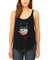 La Pop Art Women's Snowman Face Premium Word Art Flowy Tank Top In Black