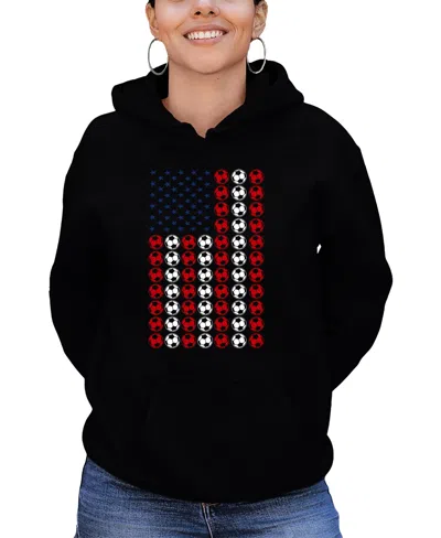 La Pop Art Women's Soccer Flag Word Art Hooded Sweatshirt In Black