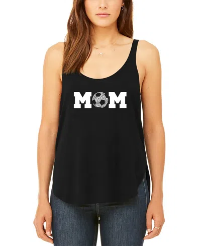 La Pop Art Women's Soccer Mom Premium Word Art Flowy Tank Top In Black
