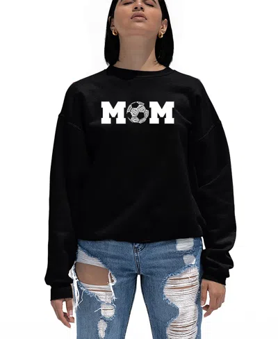 La Pop Art Women's Soccer Mom Word Art Crewneck Sweatshirt In Black