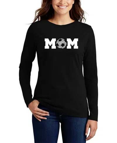 La Pop Art Women's Soccer Mom Word Art Long Sleeve T-shirt In Black