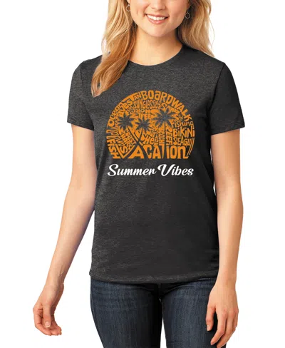 La Pop Art Women's Summer Vibes Premium Blend Word Art T-shirt In Black