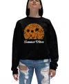La Pop Art Women's Summer Vibes Word Art Crewneck Sweatshirt In Black