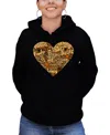 LA POP ART WOMEN'S THANKSGIVING HEART WORD ART HOODED SWEATSHIRT