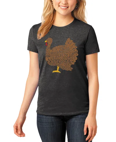 La Pop Art Women's Thanksgiving Premium Blend Word Art Short Sleeve T-shirt In Black