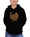 La Pop Art Women's Thanksgiving Word Art Hooded Sweatshirt In Black