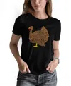 La Pop Art Plus Size Thanksgiving Word Art V-neck T-shirt In Black
