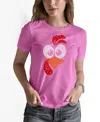 La Pop Art Women's Turkey Face Word Art Crew Neck T-shirt In Pink