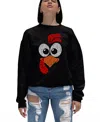 La Pop Art Women's Turkey Face Word Art Crewneck Sweatshirt In Black