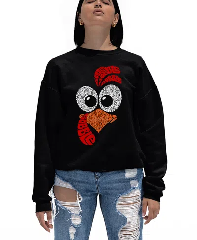 LA POP ART WOMEN'S TURKEY FACE WORD ART CREWNECK SWEATSHIRT