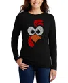 La Pop Art Women's Turkey Face Word Art Crewneck Sweatshirt In Black