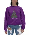 La Pop Art Women's We Wish You A Merry Christmas Word Art Crewneck Sweatshirt In Purple