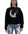 LA POP ART WOMEN'S WORD ART CAT MOON CREWNECK SWEATSHIRT