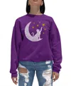 LA POP ART WOMEN'S WORD ART CAT MOON CREWNECK SWEATSHIRT