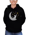 LA POP ART WOMEN'S WORD ART CAT MOON HOODED SWEATSHIRT